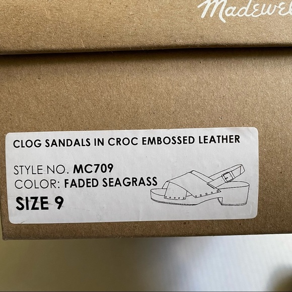 Madewell Farrah Croc Embossed Leather Slingback Clog NWT - Picture 14 of 16